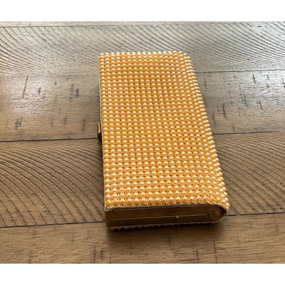 J.R Designer Faux Pearl Hard Case Clutch Purse Zippered Compartment Vintage - Picture 2 of 6